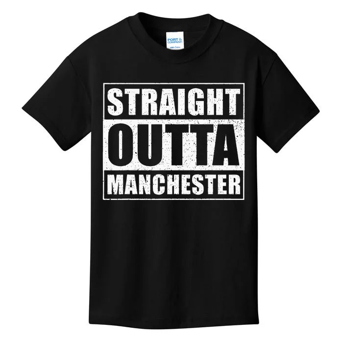 Straight Outta Manchester Uk England City Manchester Kids T-Shirt