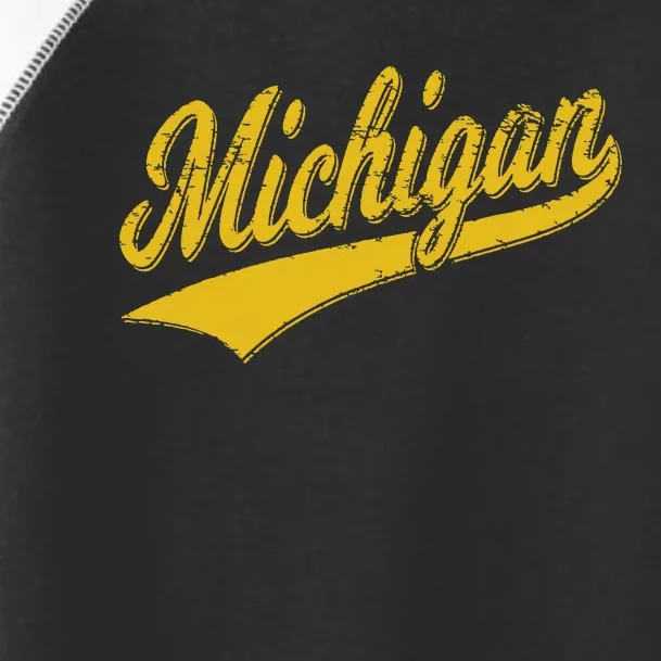 State Of Michigan Varsity Script Classic Sports Jersey Style Toddler Fine Jersey T-Shirt