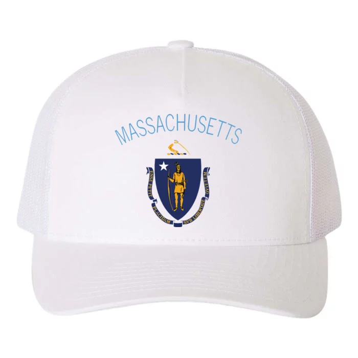 State Of Massachusetts Flag The Bay State Boston Salem Yupoong Adult 5-Panel Trucker Hat