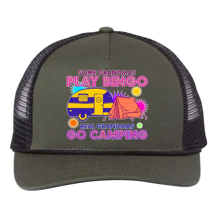 Some Grandmas Play Bingo Real Grandmas Go Camping Retro Rope Trucker Hat Cap