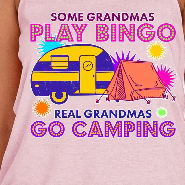 Some Grandmas Play Bingo Real Grandmas Go Camping Women's Knotted Racerback Tank