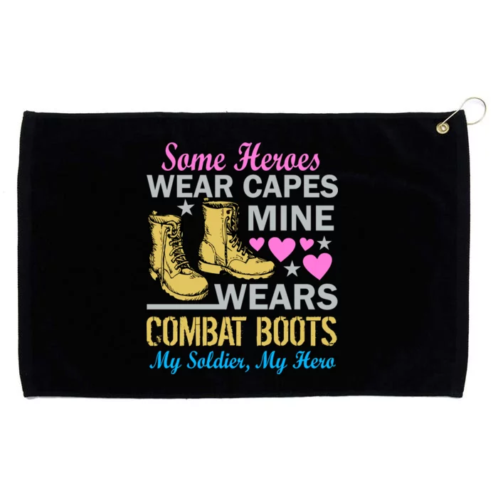 Some Heroes Wear Capes Mine Wears Combat Boots Grommeted Golf Towel