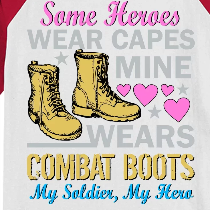 Some Heroes Wear Capes Mine Wears Combat Boots Kids Colorblock Raglan Jersey