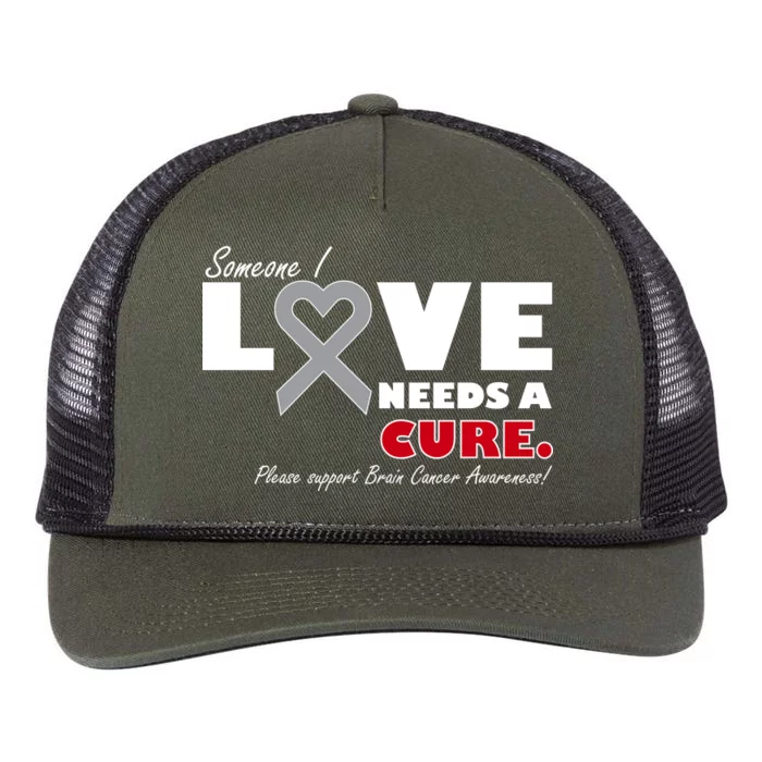 Someone I Love Needs A Cure Brain Cancer Awareness Retro Rope Trucker Hat Cap