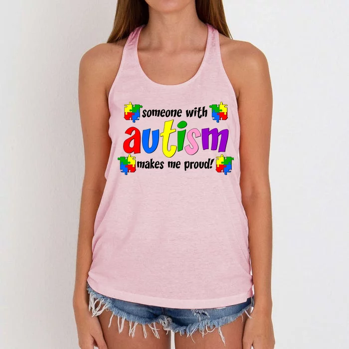 Someone With Autism Makes Me Proud Women's Knotted Racerback Tank