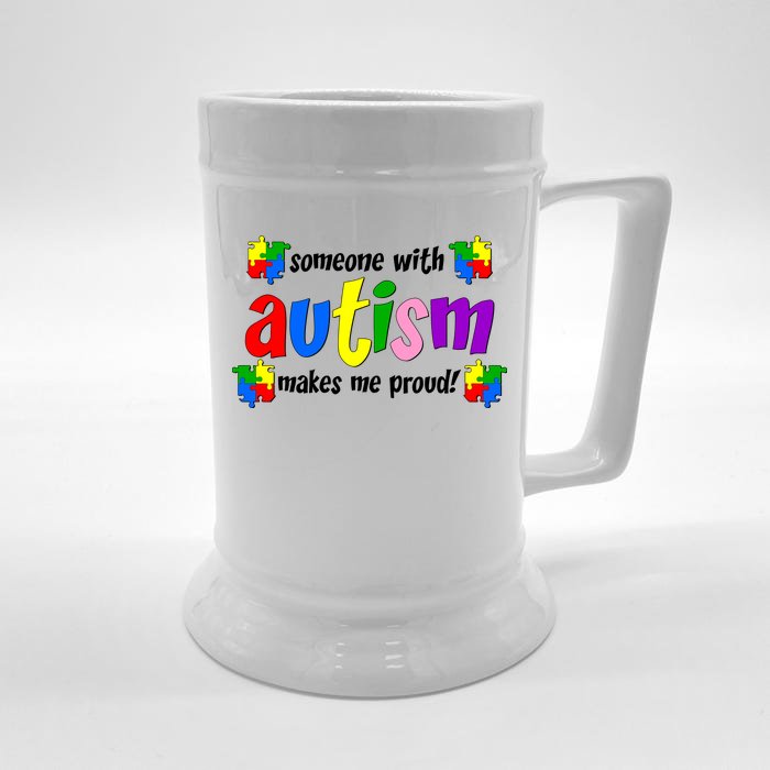 Someone With Autism Makes Me Proud Front & Back Beer Stein