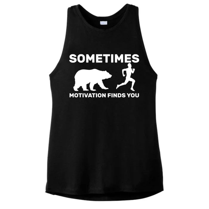 Sometimes Motivation Finds You Bear Ladies Tri-Blend Wicking Tank