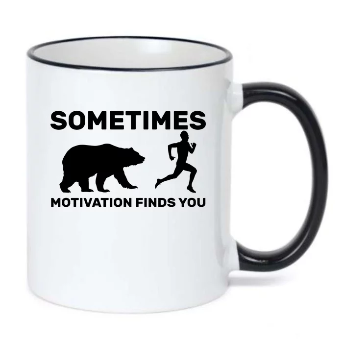 Sometimes Motivation Finds You Bear Black Color Changing Mug