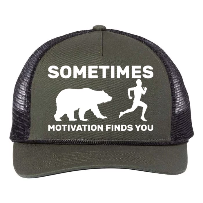 Sometimes Motivation Finds You Bear Retro Rope Trucker Hat Cap