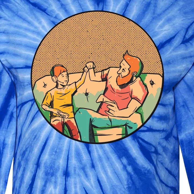 Son And Dad Gamer Tie-Dye Long Sleeve Shirt