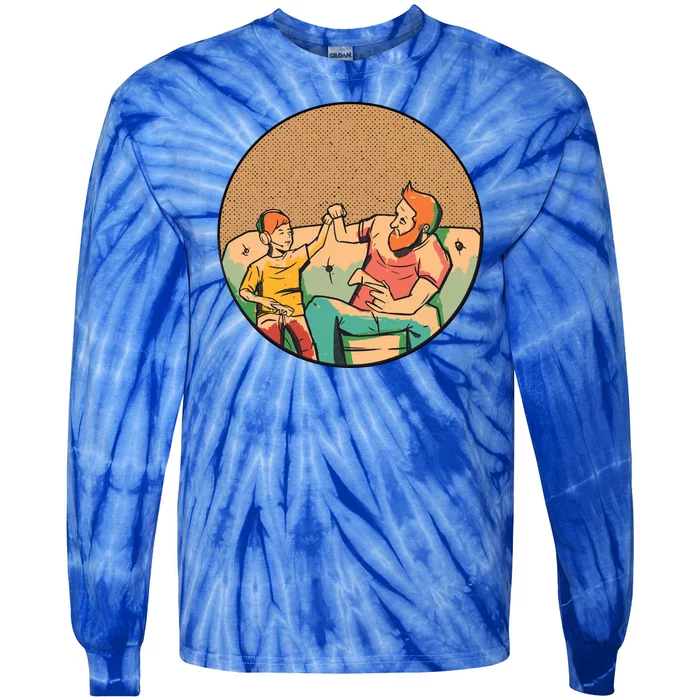 Son And Dad Gamer Tie-Dye Long Sleeve Shirt