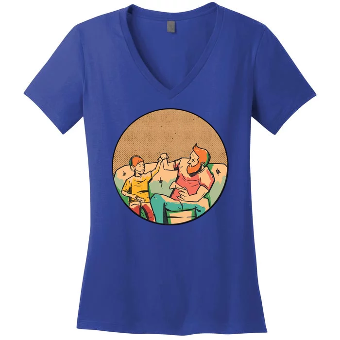 Son And Dad Gamer Women's V-Neck T-Shirt