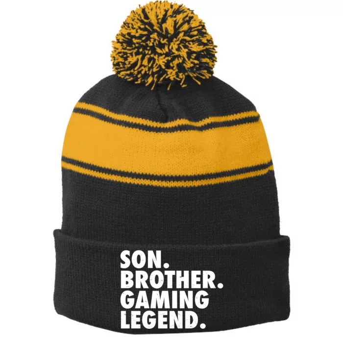 Son Brother Gaming Legend Stripe Pom Pom Beanie