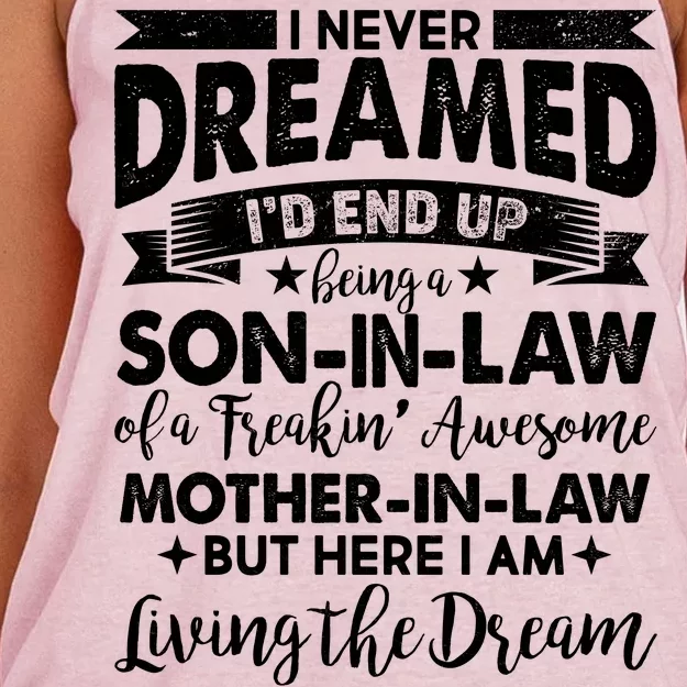 Son-In-Law of A Freakin' Awesome Mother-In Law Women's Knotted Racerback Tank