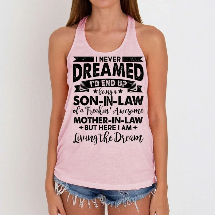 Son-In-Law of A Freakin' Awesome Mother-In Law Women's Knotted Racerback Tank