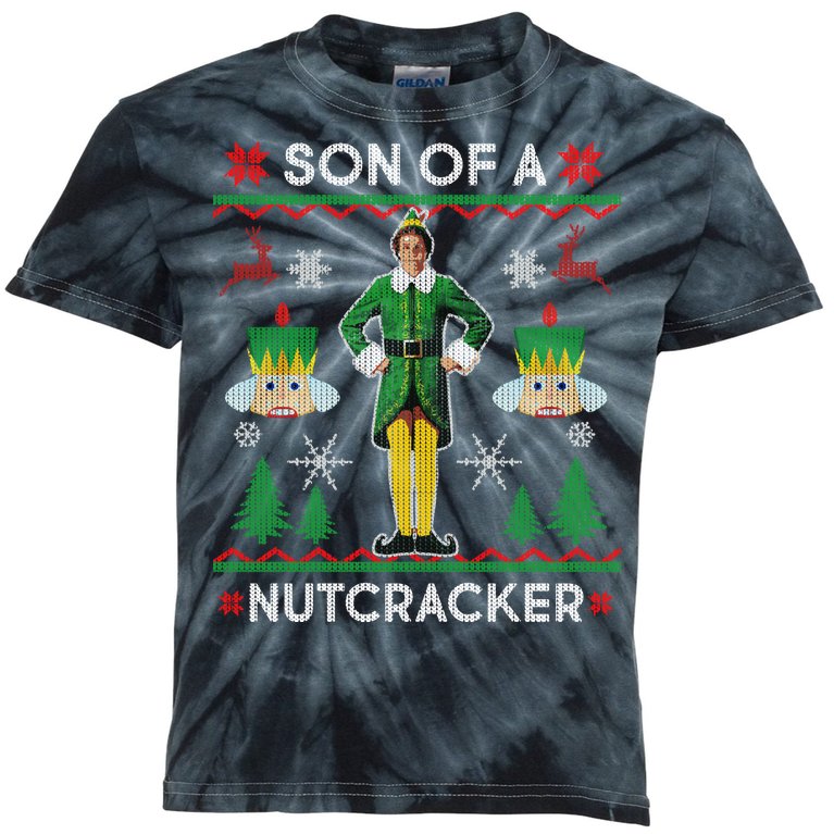 Son Of A Nutcracker Ugly Christmas Kids Tie-Dye T-Shirt