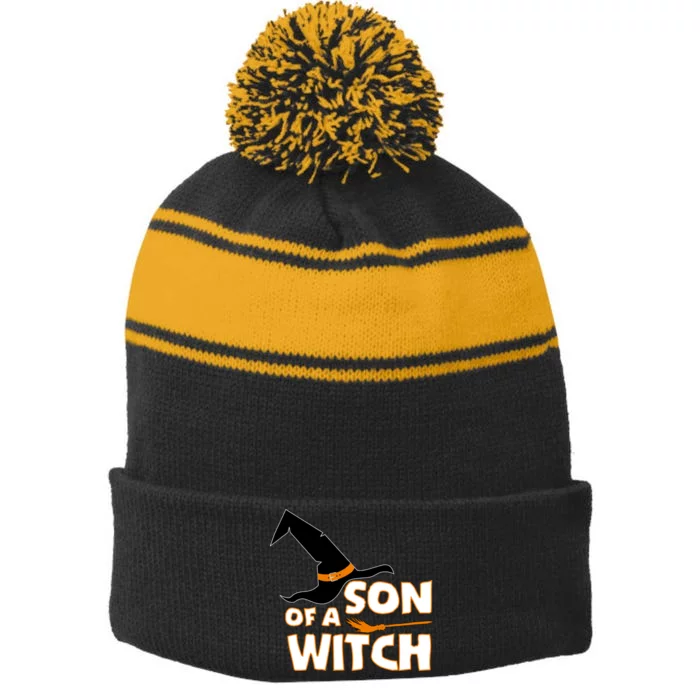 Son Of A Witch Stripe Pom Pom Beanie