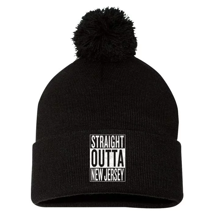 Straight Outta New Jersey Great Travel Gift Idea Pom Pom 12in Knit Beanie