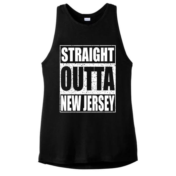 Straight Outta New Jersey Patriotic New Jersey State Ladies Tri-Blend Wicking Tank