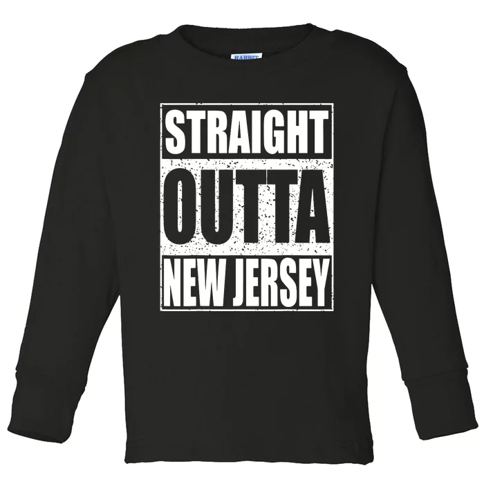 Straight Outta New Jersey Patriotic New Jersey State Toddler Long Sleeve Shirt