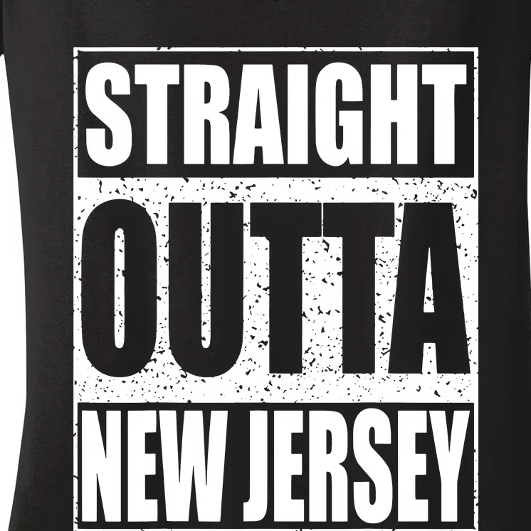 Straight Outta New Jersey Patriotic New Jersey State Women's V-Neck T-Shirt