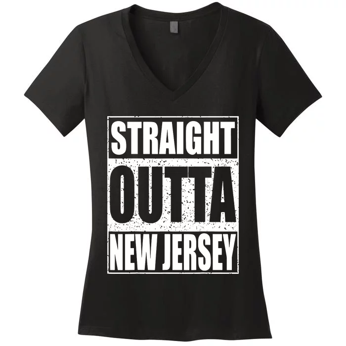 Straight Outta New Jersey Patriotic New Jersey State Women's V-Neck T-Shirt