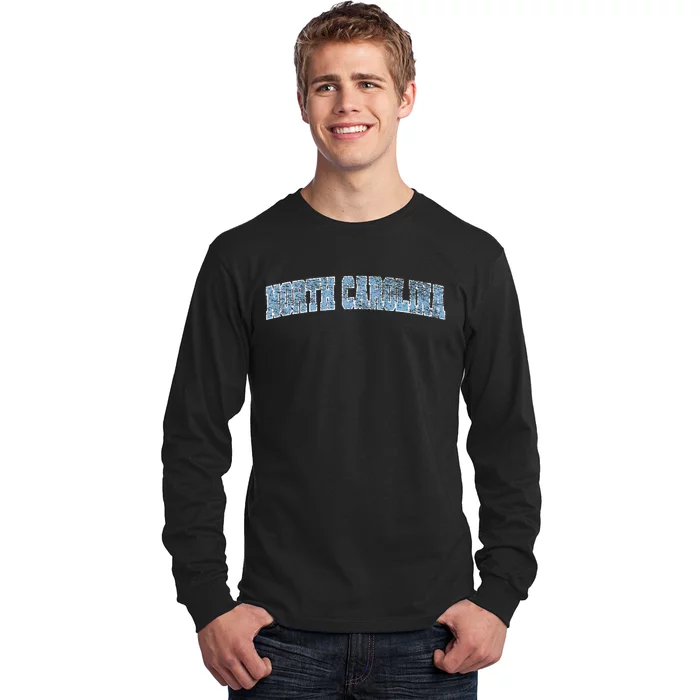 State Of North Carolina Varsity Style Faded Long Sleeve Shirt