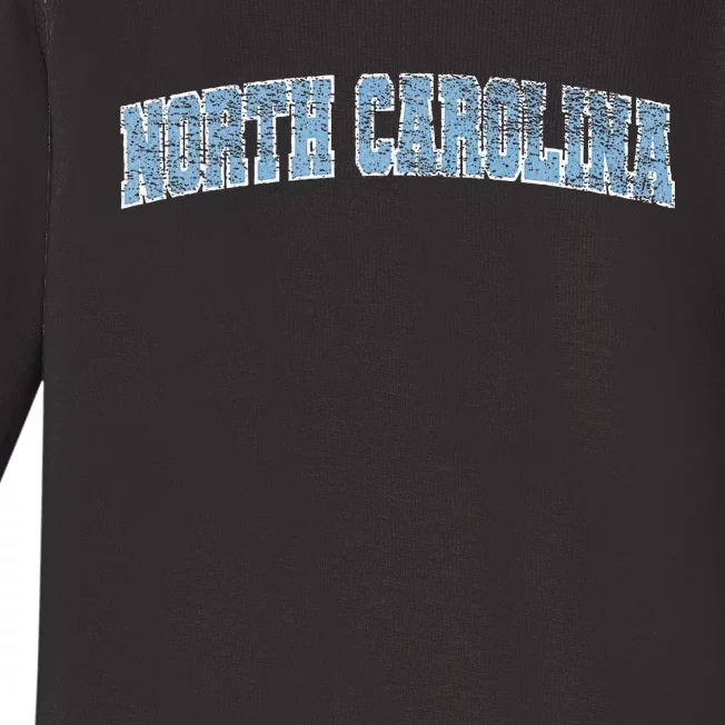 State Of North Carolina Varsity Style Faded Baby Long Sleeve Bodysuit