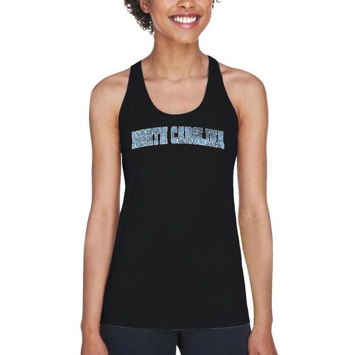 State Of North Carolina Varsity Style Faded Women's Racerback Tank