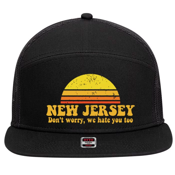 State Of New Jersey Funny Vintage Slogan Retro Souvenir Gift 7 Panel Mesh Trucker Snapback Hat