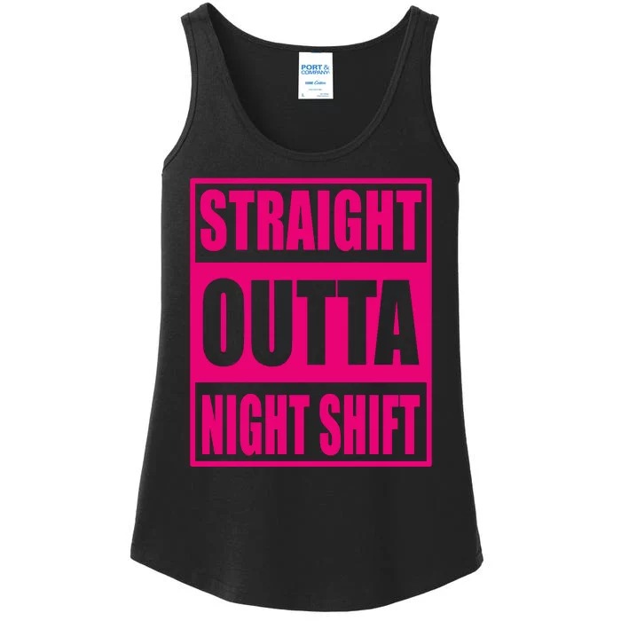 Straight Outta Night Shift Funny Night Worker Gift Ladies Essential Tank