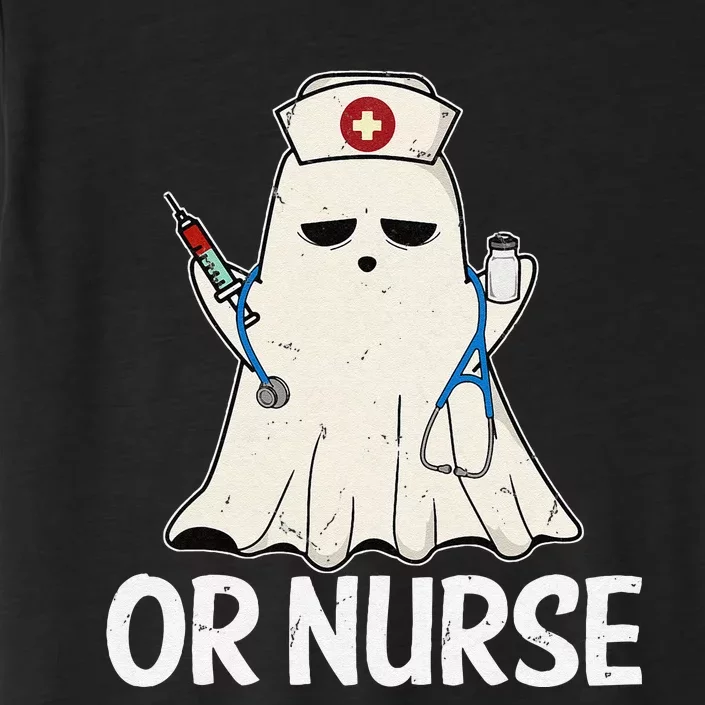 Spooky Or Nurse Boo Ghost Halloween Nurse Crubs ChromaSoft Performance T-Shirt