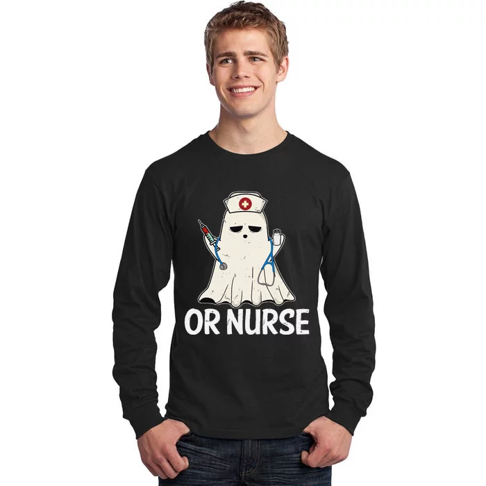 Spooky Or Nurse Boo Ghost Halloween Nurse Crubs Tall Long Sleeve T-Shirt