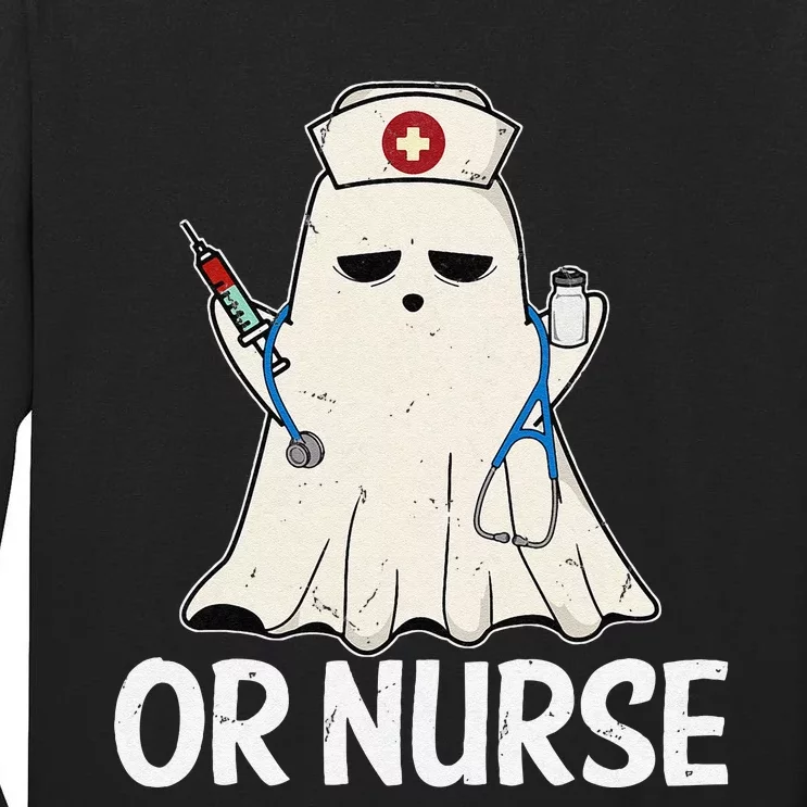 Spooky Or Nurse Boo Ghost Halloween Nurse Crubs Tall Long Sleeve T-Shirt