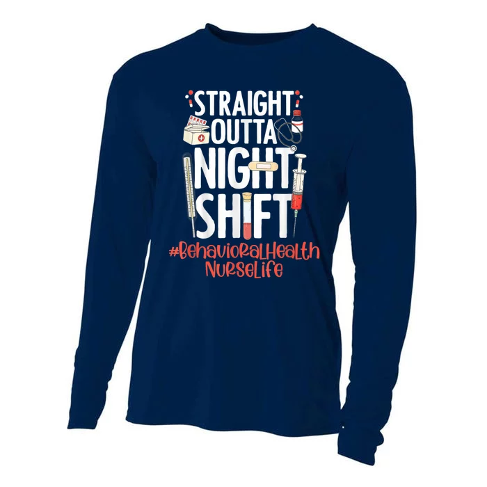 Straight Outta Night Shift Nurse Life Behavioral Health Cooling Performance Long Sleeve Crew