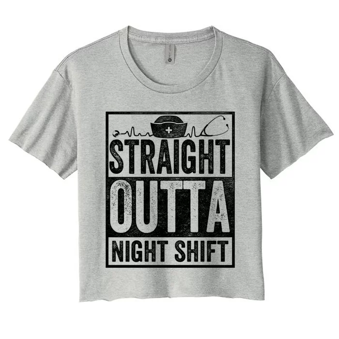 Straight Outta Night Shifgift Funny Stethoscope Nurse Gift Women's Crop Top Tee