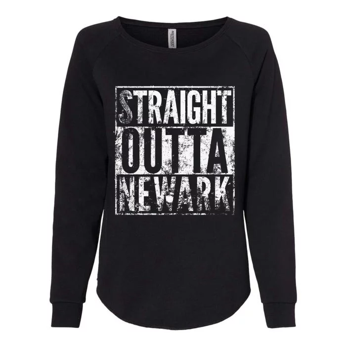 Straight Outta Newark New Jersey Distressed Effect Womens California Wash Sweatshirt