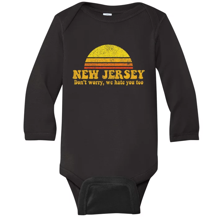 State Of New Jersey Funny Vintage Slogan Retro Souvenir Gift Baby Long Sleeve Bodysuit