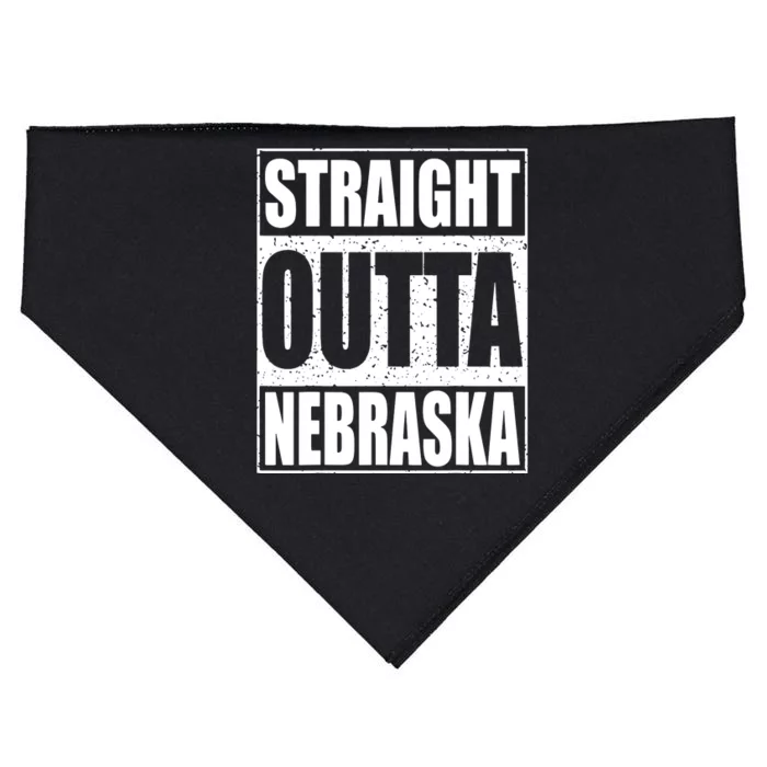 Straight Outta Nebraska Patriotic Nebraska State USA-Made Doggie Bandana