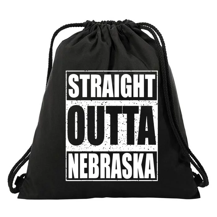 Straight Outta Nebraska Patriotic Nebraska State Drawstring Bag