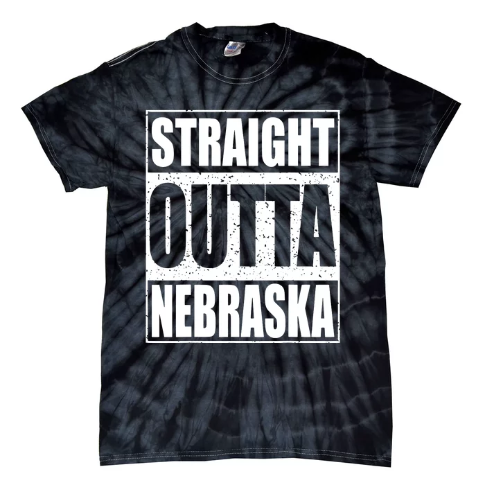 Straight Outta Nebraska Patriotic Nebraska State Tie-Dye T-Shirt