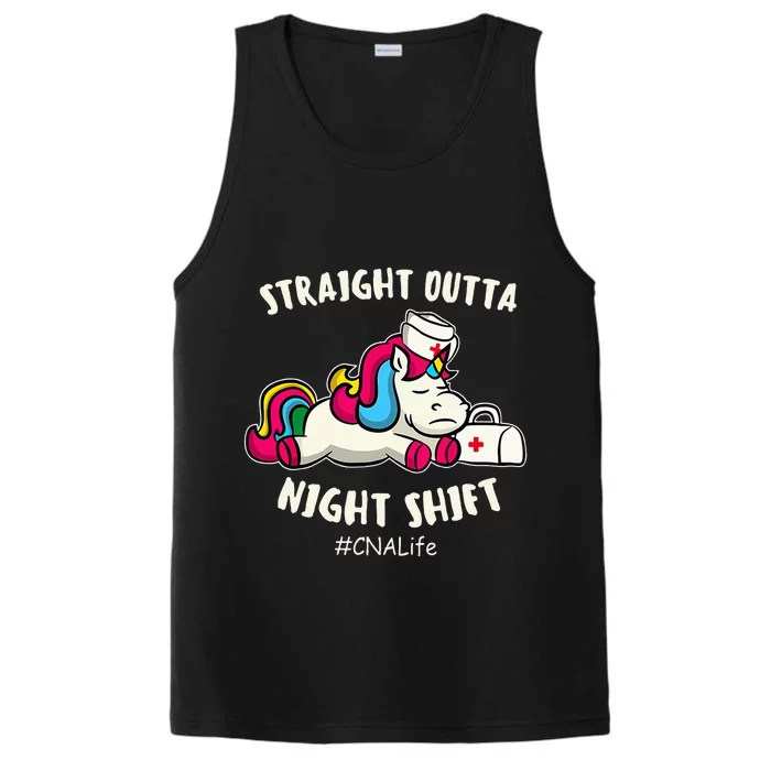 Straight Outta Night Shift CNA Life Unicorn Performance Tank