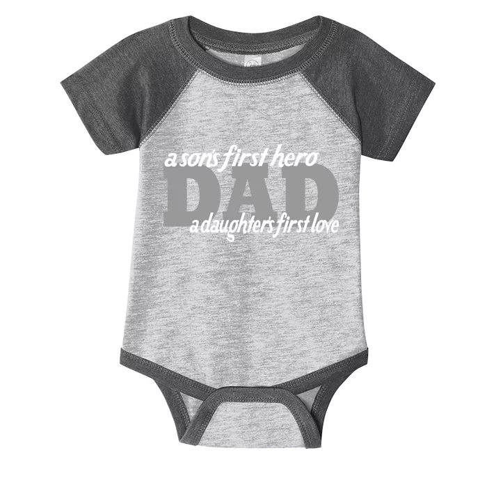 Son's First Hero Daughter's First Love Dad Infant Baby Jersey Bodysuit