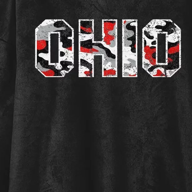 State Of Ohio Ohioan Trendy Distressed Camo Graphic Designs Hooded Wearable Blanket