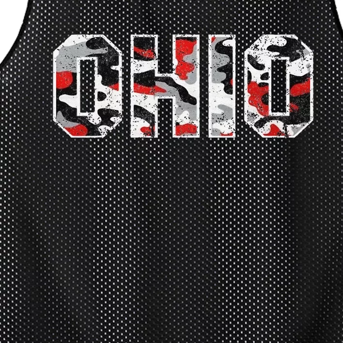 State Of Ohio Ohioan Trendy Distressed Camo Graphic Designs Mesh Reversible Basketball Jersey Tank