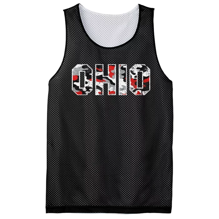 State Of Ohio Ohioan Trendy Distressed Camo Graphic Designs Mesh Reversible Basketball Jersey Tank