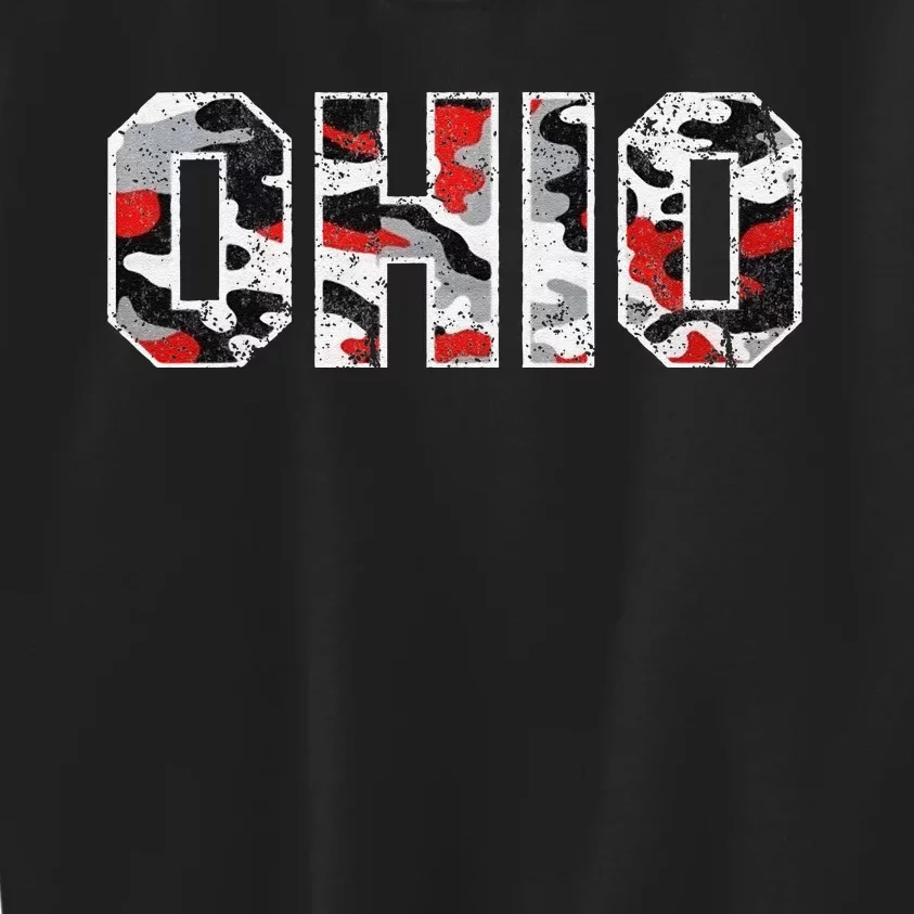 State Of Ohio Ohioan Trendy Distressed Camo Graphic Designs Kids Sweatshirt