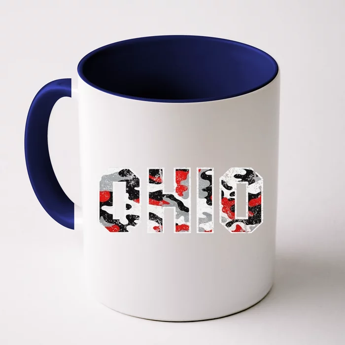 State Of Ohio Ohioan Trendy Distressed Camo Graphic Designs Front & Back Coffee Mug