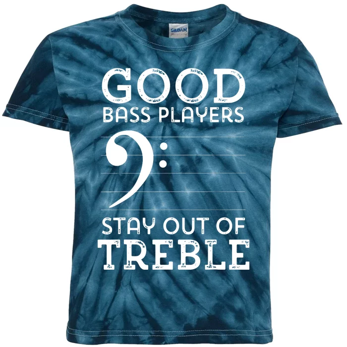 Stay Out Of Treble Funny Bass Player Bassist Music Bass Clef Kids Tie-Dye T-Shirt