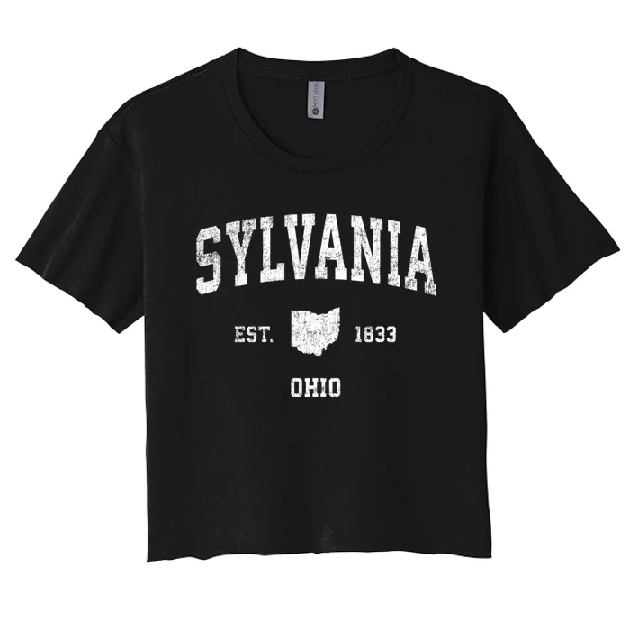 Sylvania Ohio Oh Vintage Athletic Sports Women's Crop Top Tee